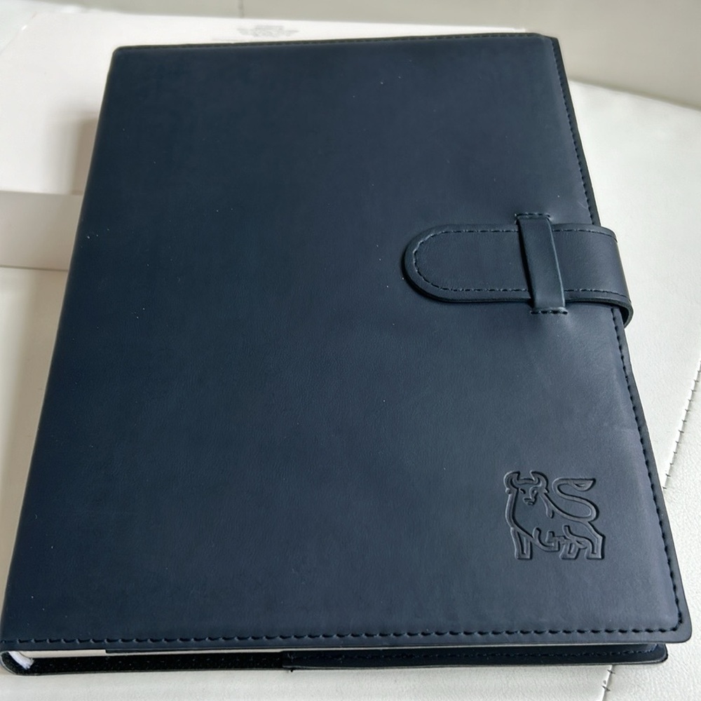 Merrill Bull Logo Navy Blue Leather Journal Book/ Notebook